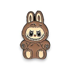 Labubu Brown Smiling and Sitting Fan Art Enamel Pin Lapel Pin